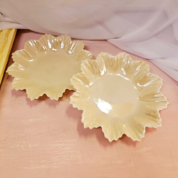 Porcelain 2pc Set Leaf or China Star Plate, Candy Dish, Nut, Vintage, 1955-65 - Picture 1 of 8